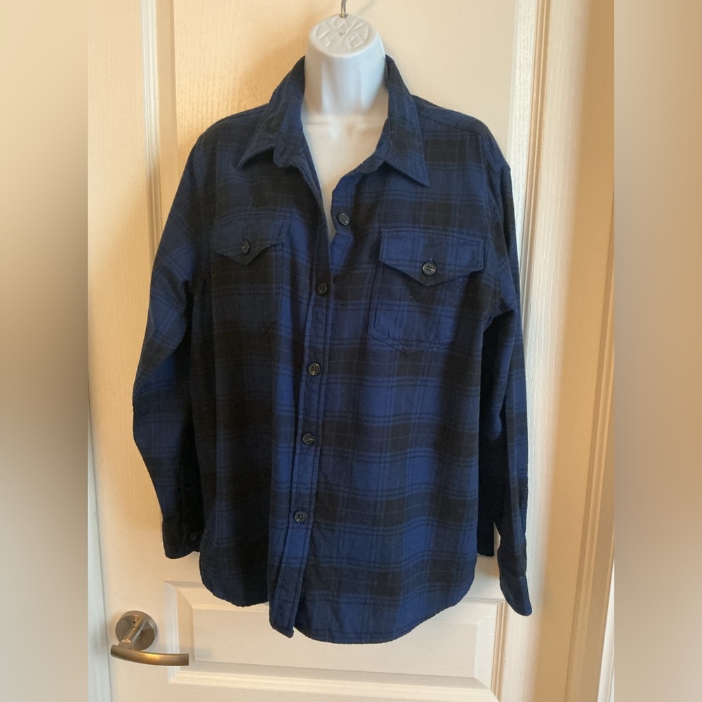 Tilley brushed plaid shirt size XL in blue black